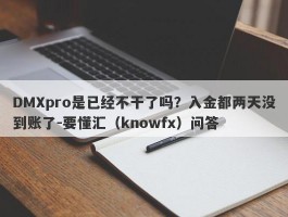 DMXpro是已经不干了吗？入金都两天没到账了-要懂汇（knowfx）问答